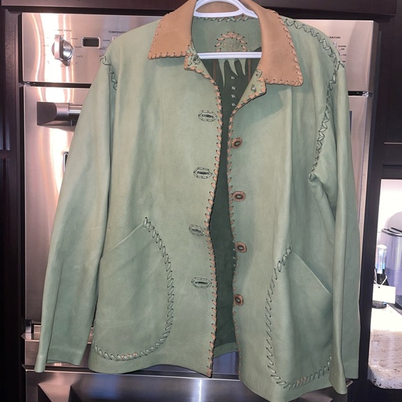 rusty dorr Jackets & Blazers - Rusty Dorr original Sage green leather jacket